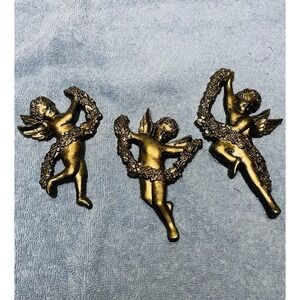 Set of 3 Vintage Syroco USA Cherub Angel #3081 Wall Hangings 4.5"